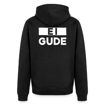 Ei Gude - Unisex Premium Bio Zip Hoodie - Schwarz - Hinten - Nico (187cm)