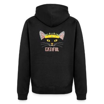Glitter Cat Crown Princess Queen Catiful - Unisex Premium Organic Zip Hoodie - black - Back - Nico (187cm)