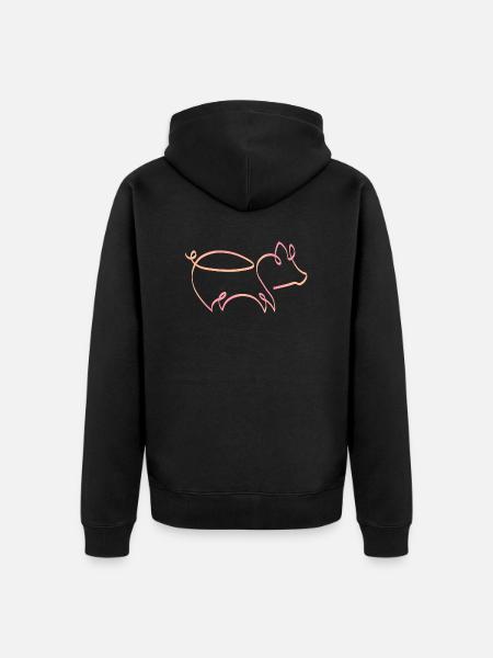 One line pig pink - Unisex Premium Organic Zip Hoodie - black
