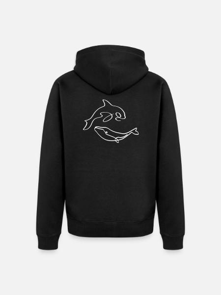 2 One Line whales white - Unisex Premium Organic Zip Hoodie - black