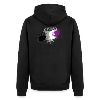 Asexuell Pride Kleckse - Unisex Premium Bio Zip Hoodie - Schwarz - Hinten - Nico (187cm)