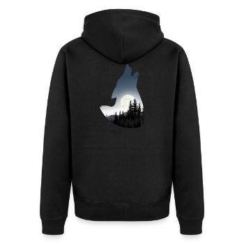 Wolf silhouette - Unisex Premium Organic Zip Hoodie - black - Back - Nico (187cm)