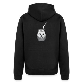 Flowerful Mate - Unisex Premium Bio Zip Hoodie - Schwarz - Hinten - Nico (187cm)