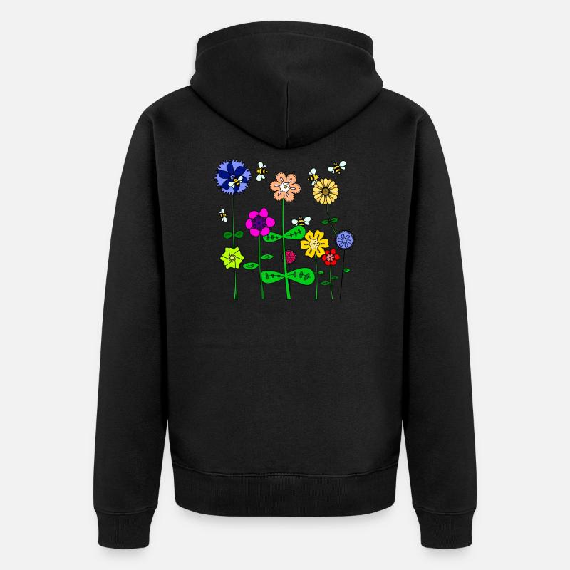 Fleurs et abeilles - printemps / été - Veste à capuche bio Premium Unisexe - noir