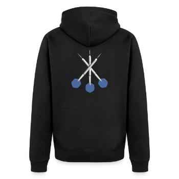 3 darts - Unisex Premium Organic Zip Hoodie - black - Back - Nico (187cm)