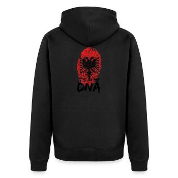 Kosovo Albaner DNA | Albanien Albanisch Geschenke - Unisex Premium Bio Zip Hoodie - Schwarz - Hinten - Nico (187cm)