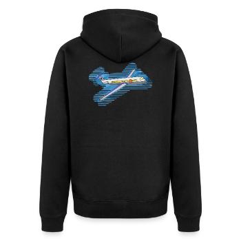 Flugzeug - Unisex Premium Bio Zip Hoodie - Schwarz - Hinten - Nico (187cm)