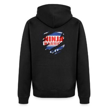 Ninja Warrior - Unisex Premium Organic Zip Hoodie - black - Back - Nico (187cm)