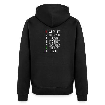 When life gets you down ... - Unisex Premium Organic Zip Hoodie - black - Back - Nico (187cm)