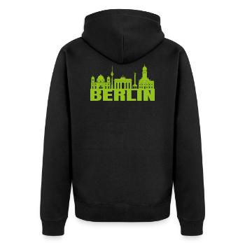 Skyline Berlin Allemagne cadeau historique - Veste à capuche bio Premium Unisexe - noir - Dos - Nico (187cm)