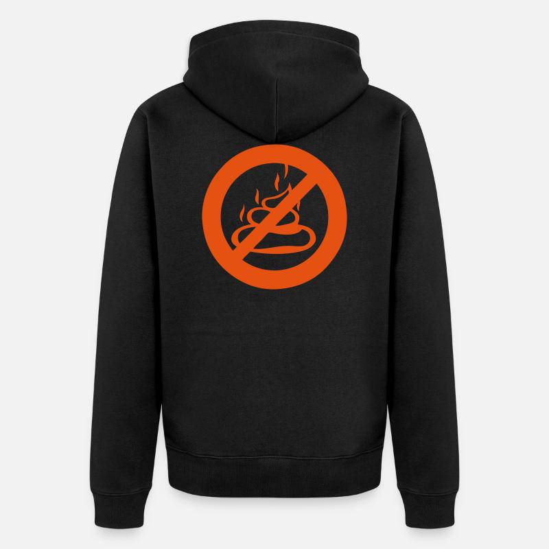 panneau interdit panneau chier caca merde bouse - Veste à capuche bio Premium Unisexe - noir