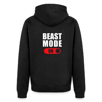 Beast Mode ON - Unisex Premium Bio Zip Hoodie - Schwarz - Hinten - Nico (187cm)