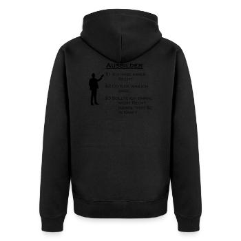 Ausbilder Geschenk - Unisex Premium Bio Zip Hoodie - Schwarz - Hinten - Nico (187cm)