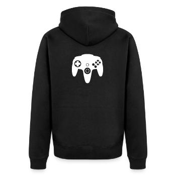 N64 Spiele Controller - Unisex Premium Bio Zip Hoodie - Schwarz - Hinten - Nico (187cm)