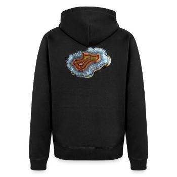 Achat Mineral Quarz Druse Geologie Schmuckstein - Unisex Premium Bio Zip Hoodie - Schwarz - Hinten - Nico (187cm)