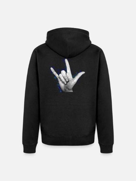 LOVE YOU Blue - Unisex Premium Organic Zip Hoodie - black