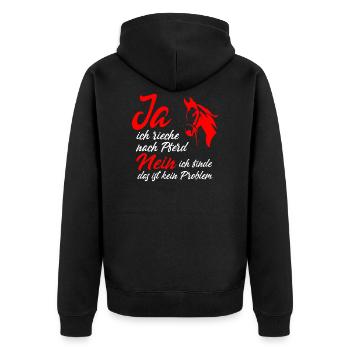 Pferde Spruch - Unisex Premium Bio Zip Hoodie - Schwarz - Hinten - Nico (187cm)