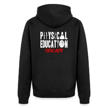 physical education teacher - Unisex Premium Organic Zip Hoodie - black - Back - Nico (187cm)