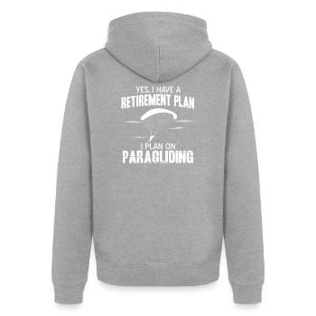 Paragliding - Unisex Premium Bio Zip Hoodie - Grau meliert - Hinten - Nico (187cm)