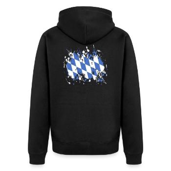 Bayern Rauten Blau-Weiss - Unisex Premium Bio Zip Hoodie - Schwarz - Hinten - Nico (187cm)