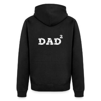 Dad Opa Zwillinge Vatertag Geschenk - Unisex Premium Bio Zip Hoodie - Schwarz - Hinten - Nico (187cm)