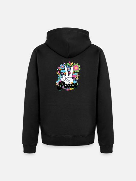 Hippies Peace | Idée cadeau Hippie lifestyle des années 60 - Veste à capuche bio Premium Unisexe - noir