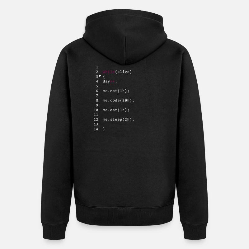 Lebendiger Code - Unisex Premium Bio Zip Hoodie - Schwarz