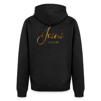 Jesus son of God - Unisex Premium Organic Zip Hoodie - black - Back - Nico (187cm)