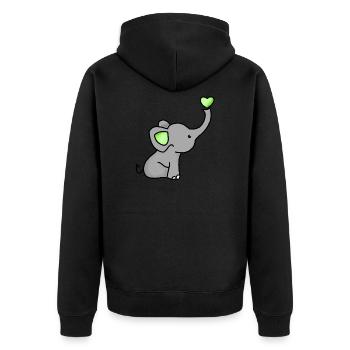 Baby Elefant - Unisex Premium Bio Zip Hoodie - Schwarz - Hinten - Nico (187cm)