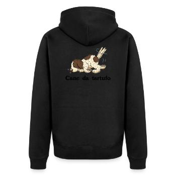 Trueffelpino1 1 - Unisex Premium Bio Zip Hoodie - Schwarz - Hinten - Nico (187cm)