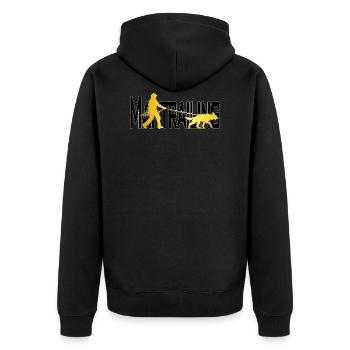 Mantrailing Gold/schwarz - Unisex Premium Bio Zip Hoodie - Schwarz - Hinten - Nico (187cm)