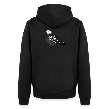 "Teddy" The city pigeon with a white head - Unisex Premium Organic Zip Hoodie - black - Back - Nico (187cm)