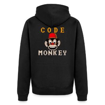 Code Affe - Unisex Premium Bio Zip Hoodie - Schwarz - Hinten - Nico (187cm)