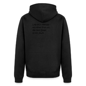 Laufspruch - Unisex Premium Bio Zip Hoodie - Schwarz - Hinten - Nico (187cm)