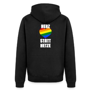 Gegen Rassismus Nazis Faschismus | Antifa Geschenk - Unisex Premium Bio Zip Hoodie - Schwarz - Hinten - Nico (187cm)