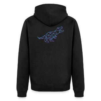 Neon-Rex - Unisex Premium Bio Zip Hoodie - Schwarz - Hinten - Nico (187cm)