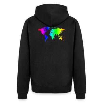 World map colorful - Unisex Premium Organic Zip Hoodie - black - Back - Nico (187cm)
