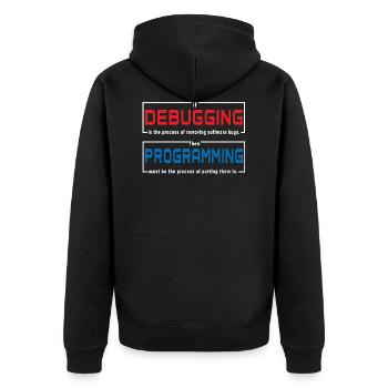 Debugging programming - Unisex Premium Organic Zip Hoodie - black - Back - Nico (187cm)