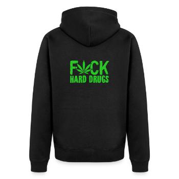 Smoke Weed | Cannabis 420 Gras Kiffen Geschenkidee - Unisex Premium Bio Zip Hoodie - Schwarz - Hinten - Nico (187cm)