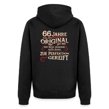 66. Geburtstag Jahre Geburtstagsgeschenk 1954 - Unisex Premium Bio Zip Hoodie - Schwarz - Hinten - Nico (187cm)