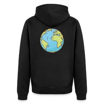 Weltkarte Erde Globus Erdkugel Symbol Kontinente - Unisex Premium Bio Zip Hoodie - Schwarz - Hinten - Nico (187cm)