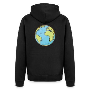 Weltkarte Erde Globus Erdkugel Symbol Kontinente - Unisex Premium Bio Zip Hoodie - Schwarz - Hinten - Nico (187cm)
