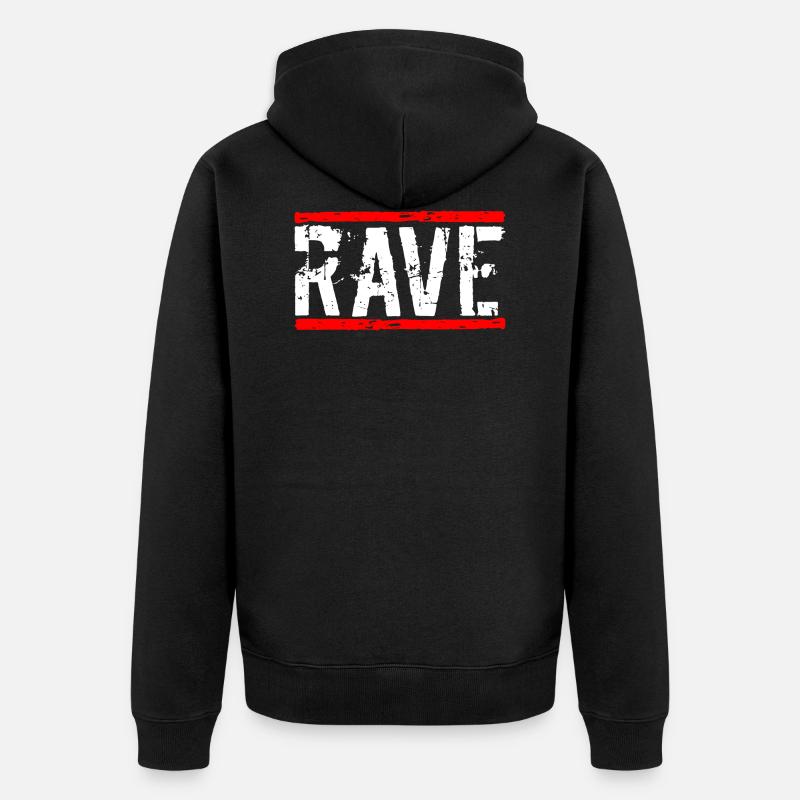 Rave Techno - Unisex Premium Bio Zip Hoodie - Schwarz