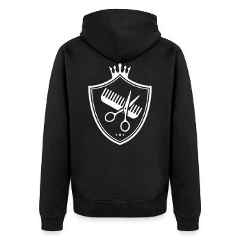 ciseaux peigne crête symbole logo - Veste à capuche bio Premium Unisexe - noir - Dos - Nico (187cm)