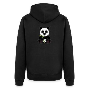 Panda with bamboo - Unisex Premium Organic Zip Hoodie - black - Back - Nico (187cm)