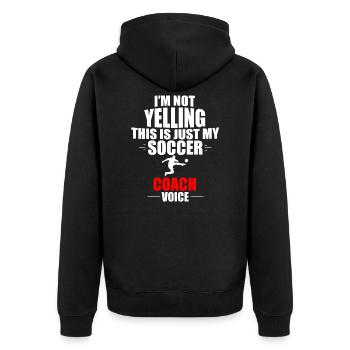Fußball Fußballer Fußballspiel Soccer Football - Unisex Premium Bio Zip Hoodie - Schwarz - Hinten - Nico (187cm)