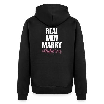 Hebammen Beruf | Hebamme Geburtshelfer Geschenke - Unisex Premium Bio Zip Hoodie - Schwarz - Hinten - Nico (187cm)