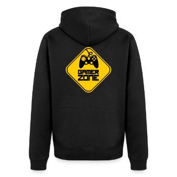 gamer zone geek manette game joystick Humor - Unisex Premium Bio Zip Hoodie - Schwarz - Hinten - Nico (187cm)