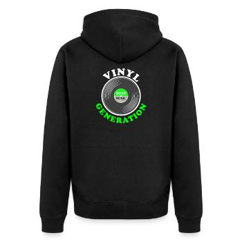Vinyl Generation - Unisex Premium Organic Zip Hoodie - black - Back - Nico (187cm)