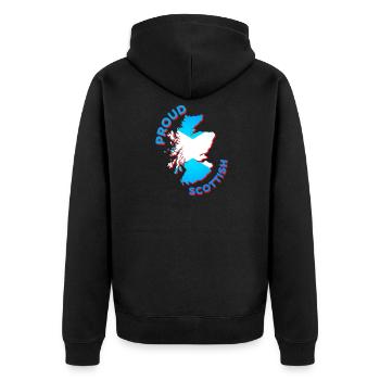Stolz darauf, aus Schottland zu kommen! - Unisex Premium Bio Zip Hoodie - Schwarz - Hinten - Nico (187cm)
